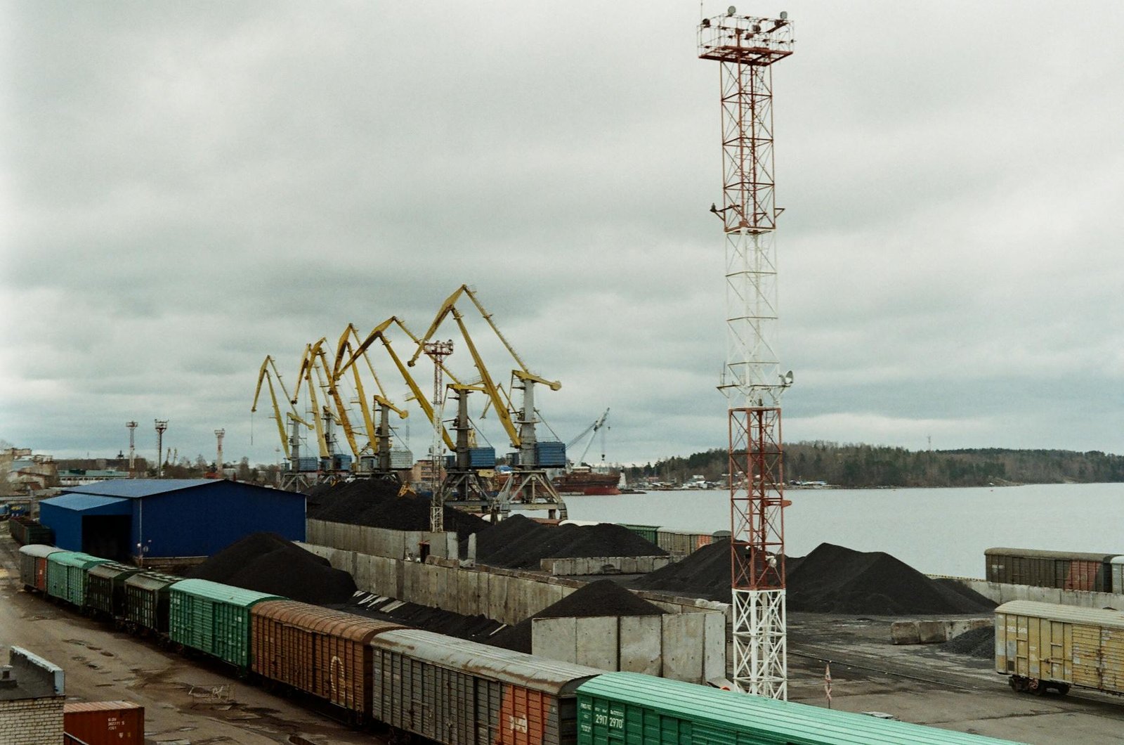 a port with cargo containers