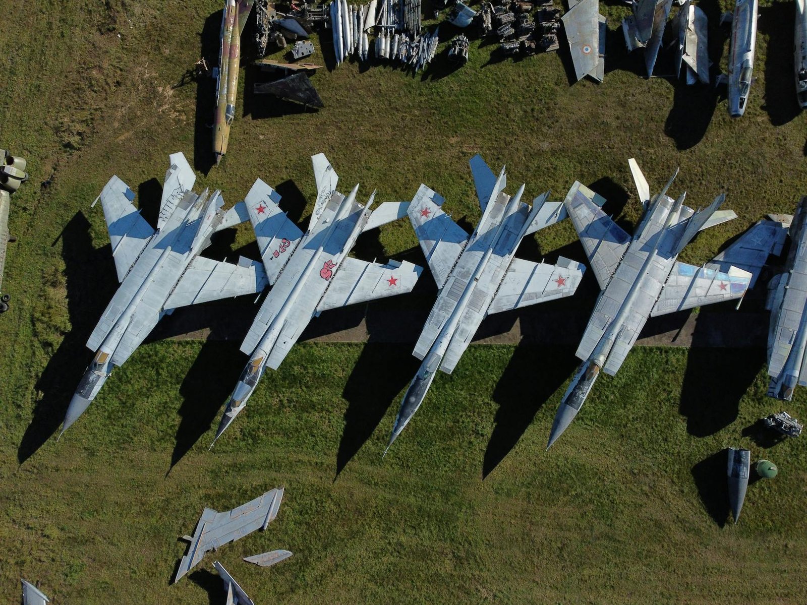military airplanes on grass